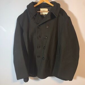 USA Navy military issue Men's wool Black double breasted Peacoat 58L